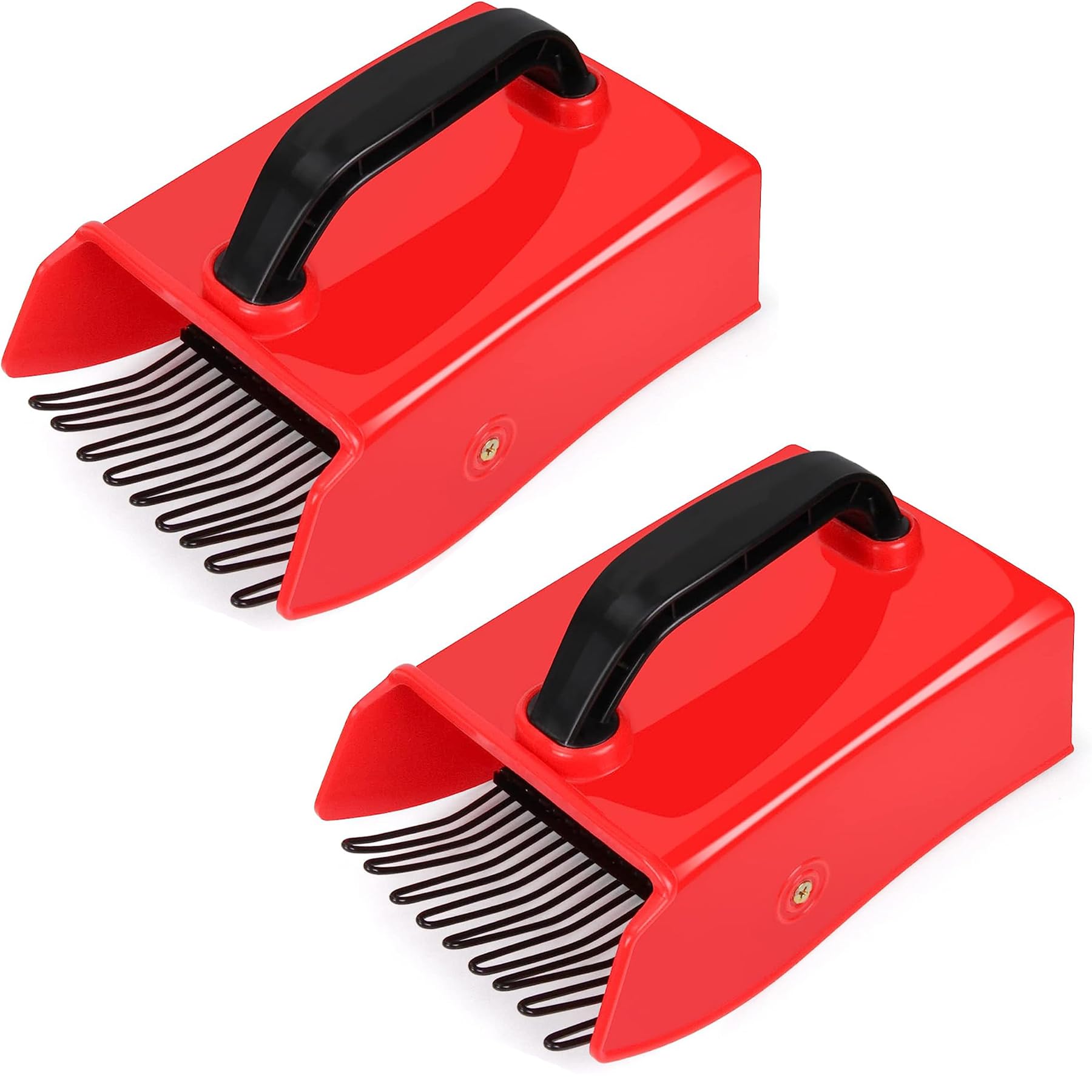 VicBre 2 Pack Berry Picker with Metal Comb Plastic Blueberry Scoop Rake Red-Black