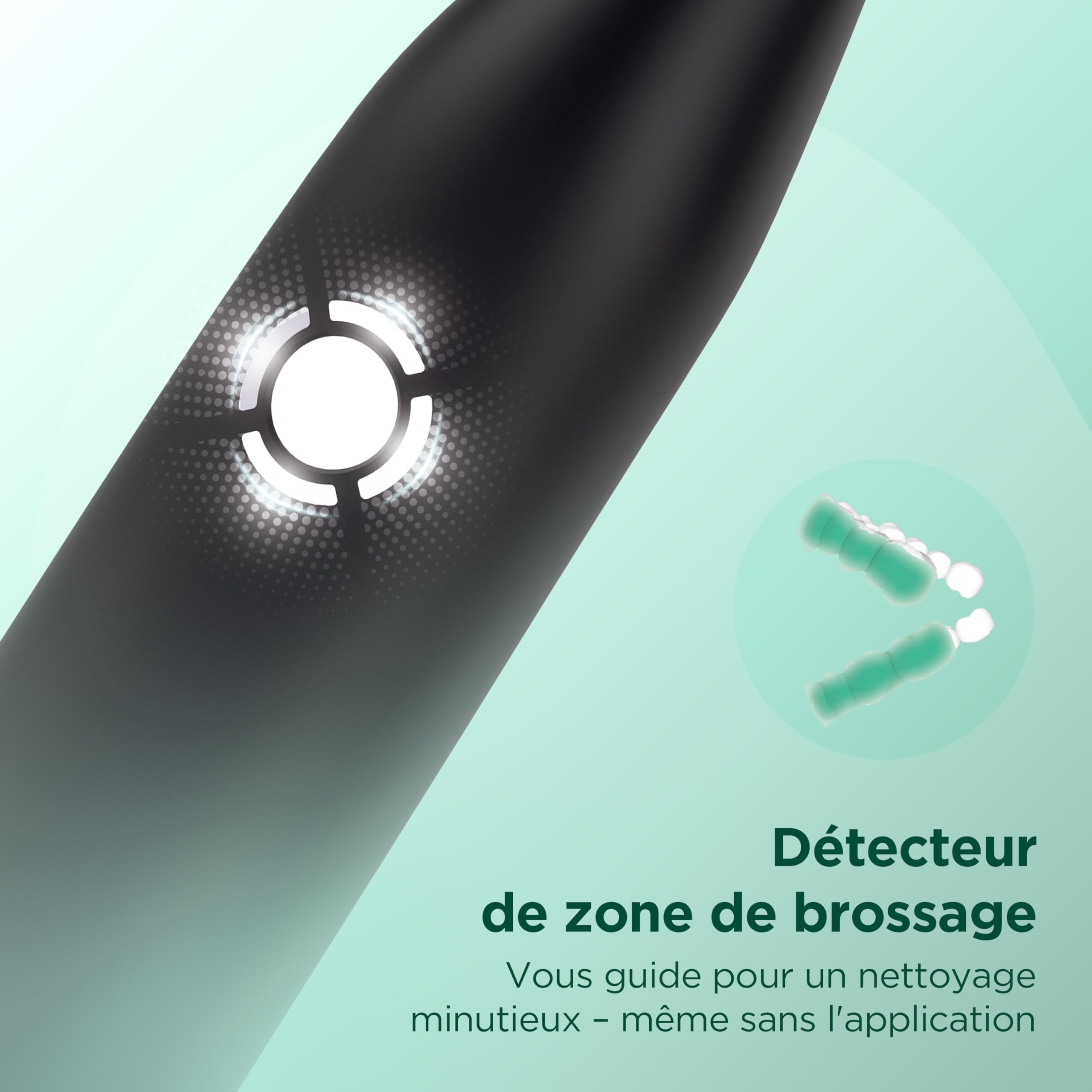 GUM SMART ONE Brosse à dents électrique | contrôle de vitesse | minuteur | 4 modes de brossage | 6 semaines d’autonomie | application intelligente | 1 brosse à dents | 2 têtes de brosse | Noire