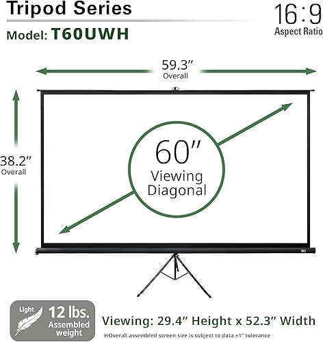 Miniatura 5 de Elite Screens Tripod Series - Pantalla de proyección ajustable, relación de aspecto múltiple, portátil, para uso en interiores y exteriores, serie