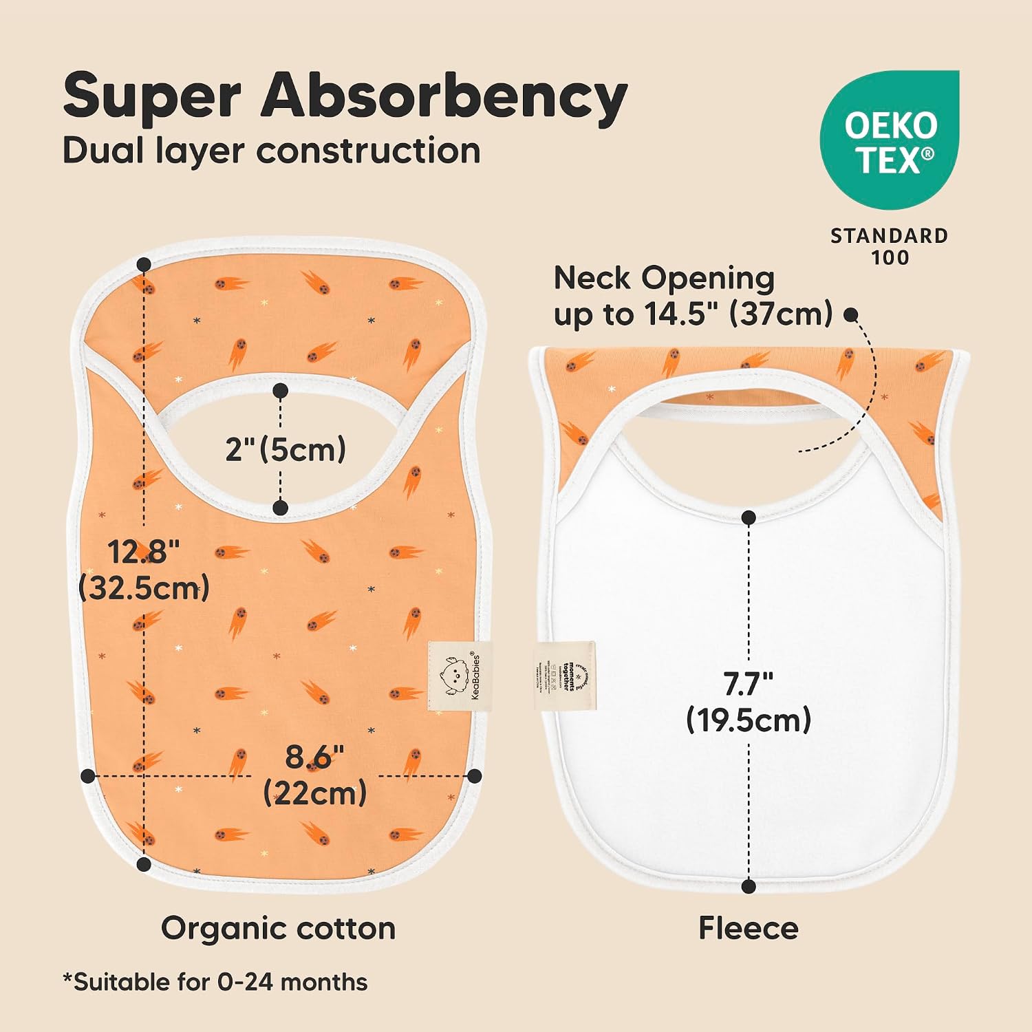 KeaBabies 8-Pack Bibs for Baby Girls, Boys Pullover Baby Bibs 6-36M (Cosmo) image 3