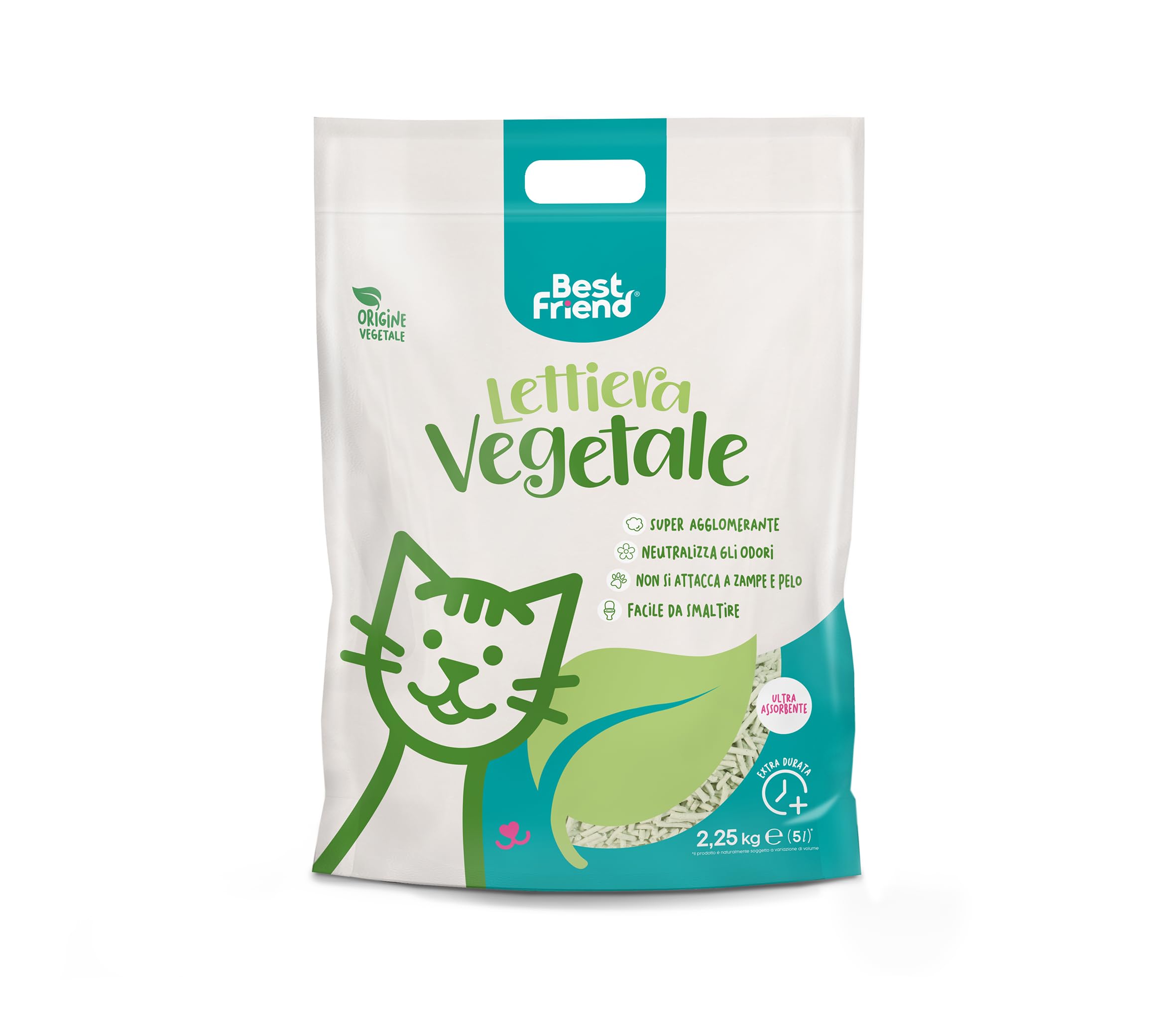 Best Friend - Arenero vegetal para gatos de 5 l de larga duración. Arena natural y súper aglutinante. Se puede desechar en el orgánico o en el inodoro. Neutraliza los olores y no se pega a las patas y