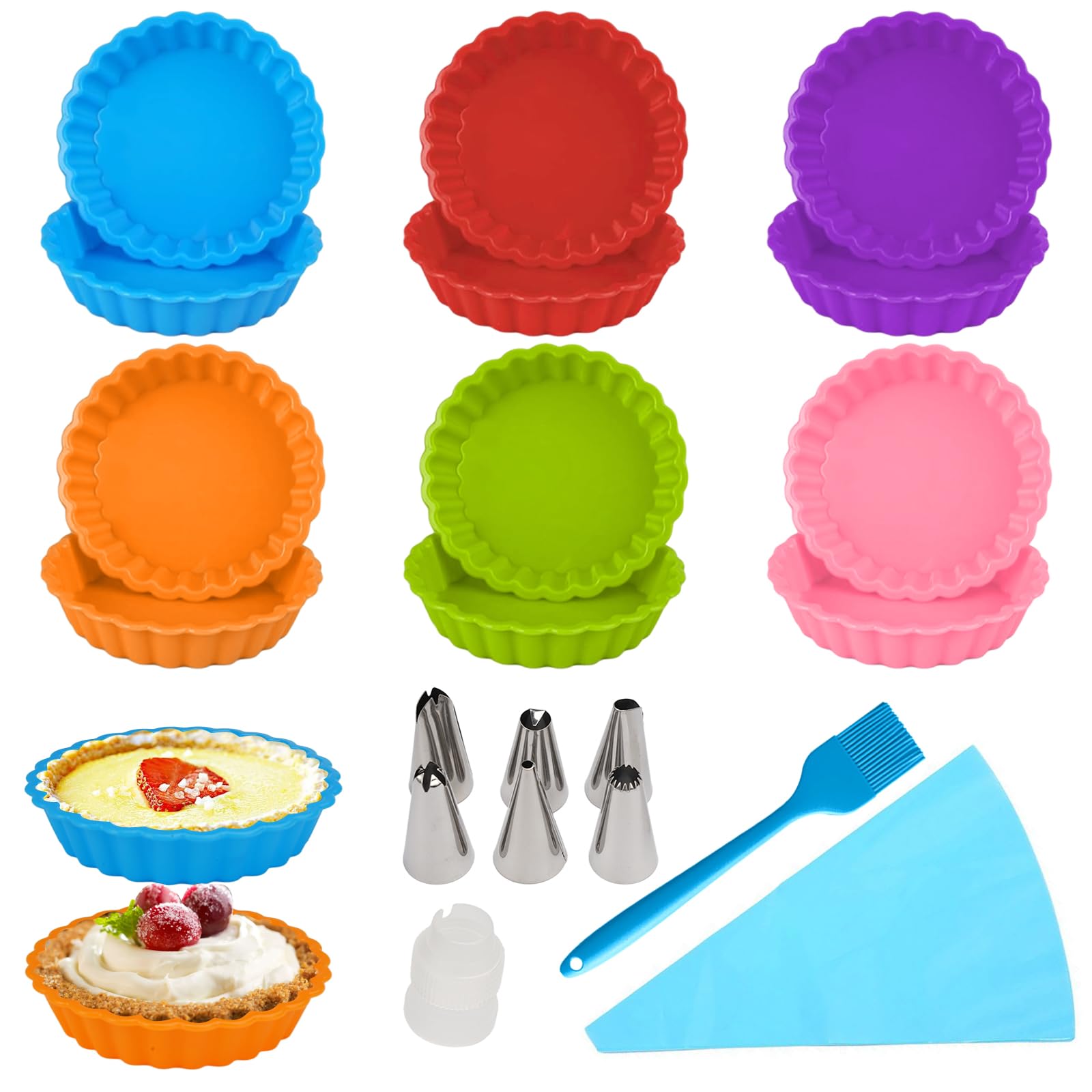 Stampo In Silicone Per Mini Quiche - 8 Pezzi, 4 Pollici, Per Crostate E Muffin - Foto 2