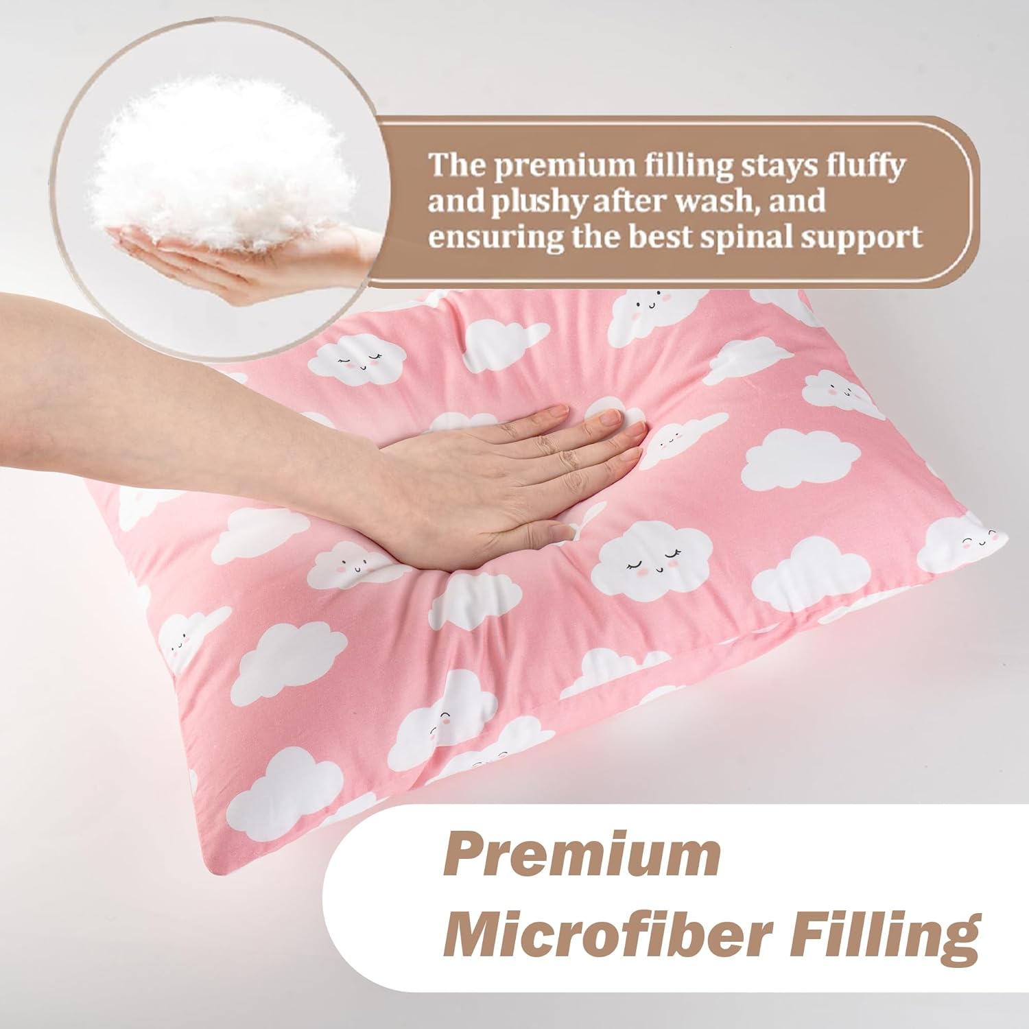 Bunnikins & Clover Toddler Pillows with Pillowcase, 13"x18" Soft Cotton Kid Pillows for Sleeping, Bedding Small Pillow for Boys and Girls Aged 2-5 Years