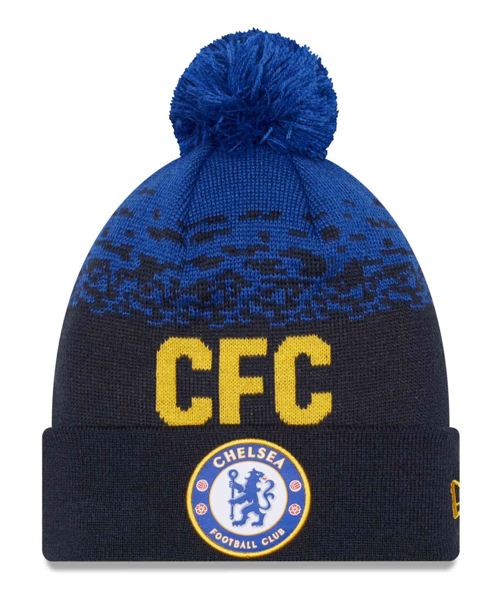 New Era Men's Navy Blue Marl Wordmark Knitted Beanie Chelsea F.c. Navy