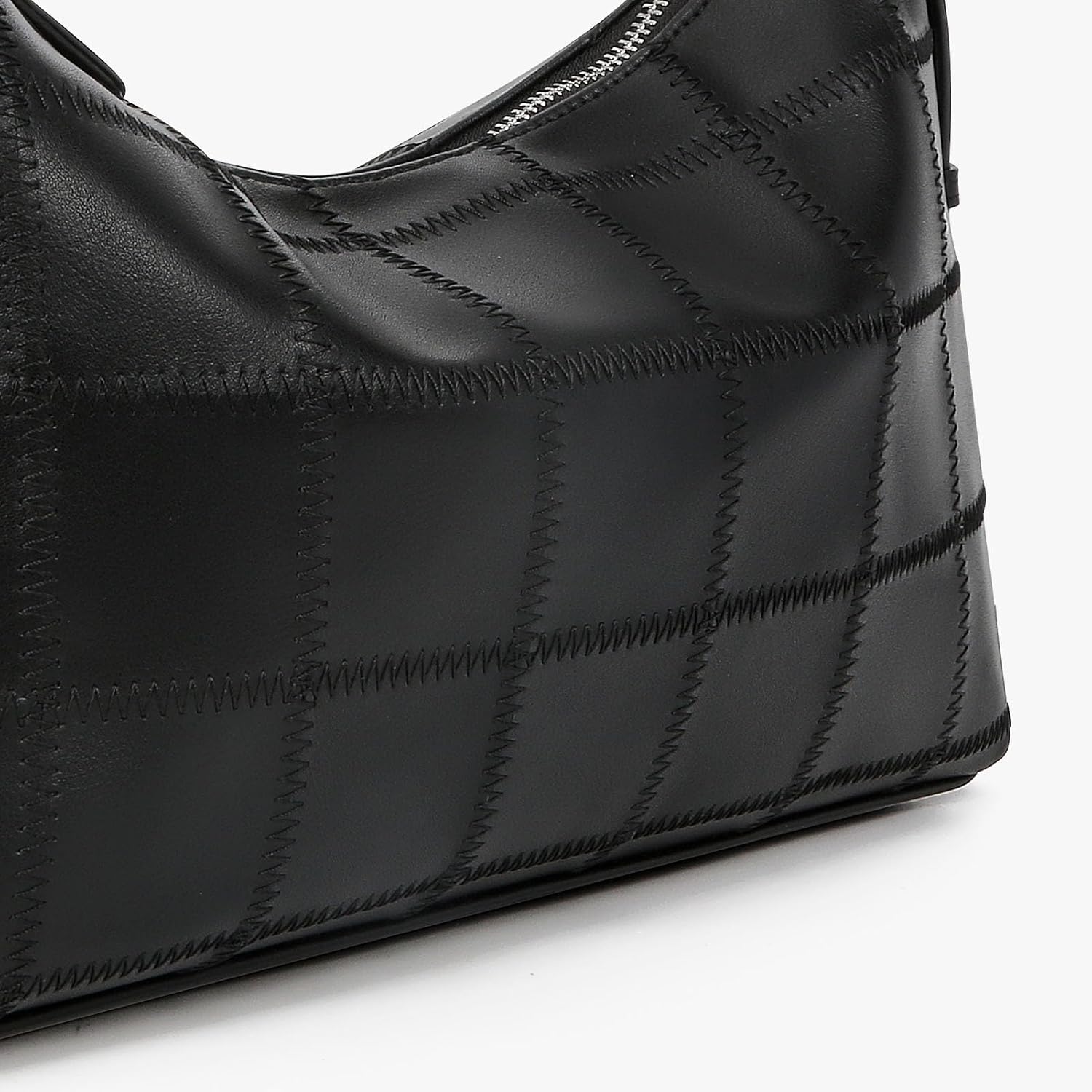 hibear Checkered Shoulder Bag for Women Classic Black and White Purse Trendy Crossbody Purse Leather Totes Hobo Handbag