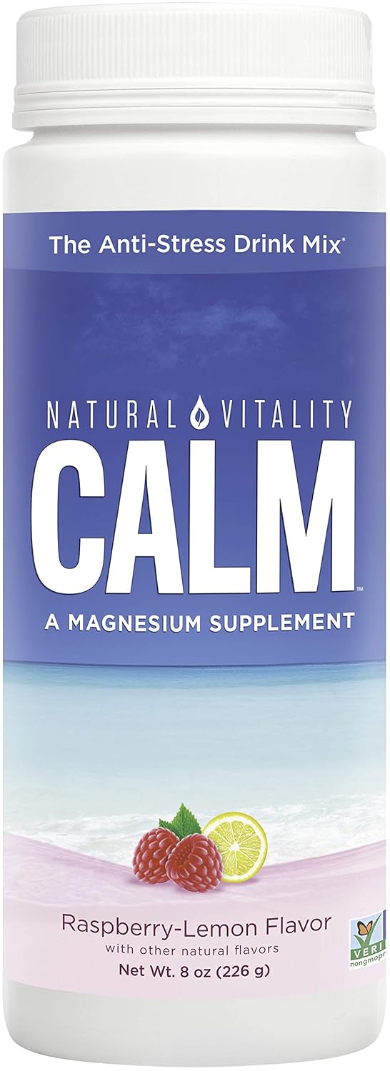 Natural Vitality Calm, Magnesium Supplement, Anti-Stress Drink Mix Powder, Original, Raspberry Lemon - 8 Ounce (Packaging May Vary)