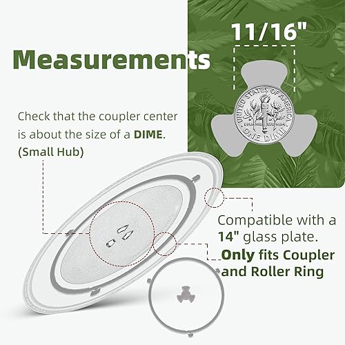 Miniatura 4 de Placa de vidrio de microondas de 14 pulgadas para placa de microondas LG MJS47373301, MJS47373302, MJS47373303, MJS47373304 compatible con reemplazo