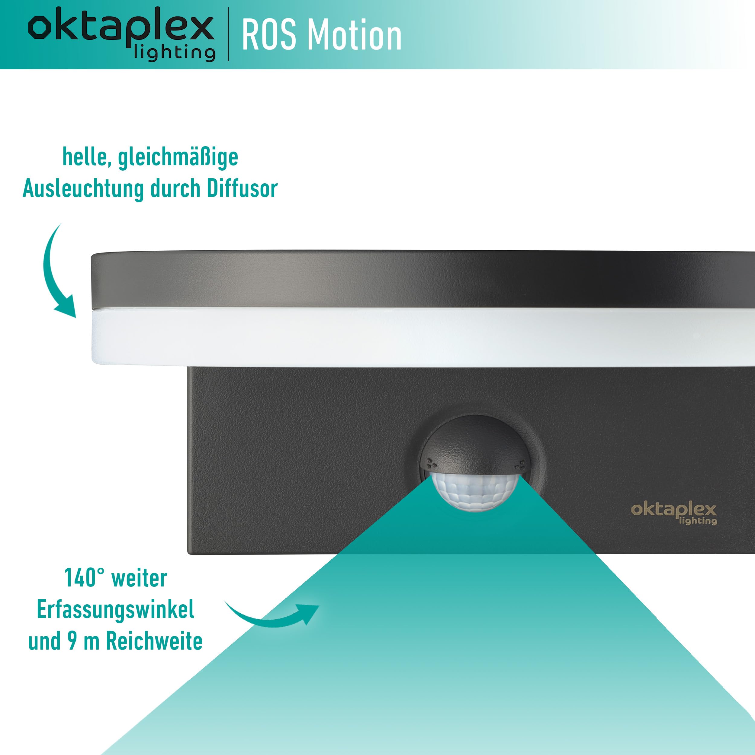 Oktaplex Lighting LED Lampe D'extérieur Ovale Avec Détecteur De Mouvement L Motion IP54-10W