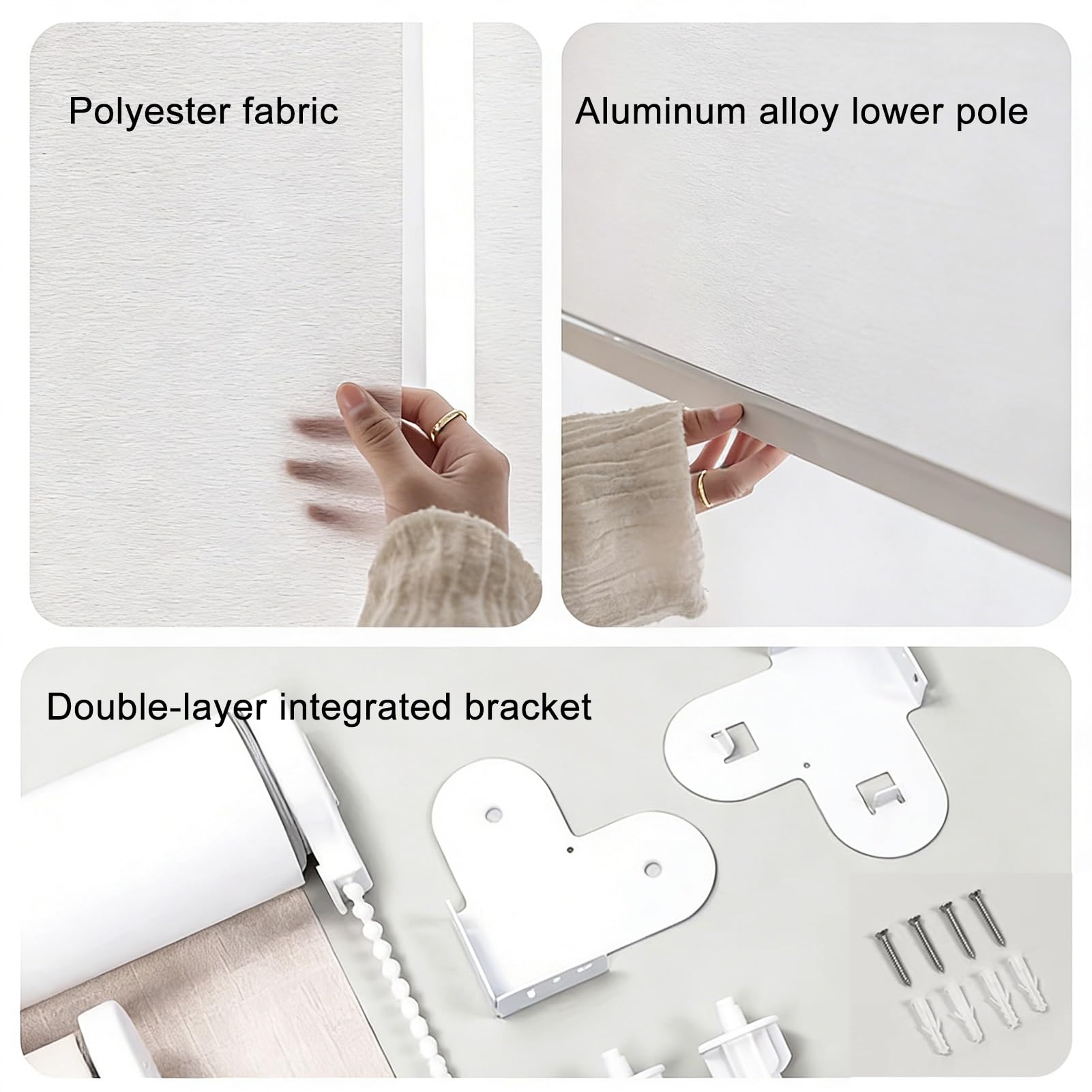 Persianas enrollables dobles 2 en 1, opacas, día y noche, para puertas, oficina, dormitorio, 100 x 80 cm