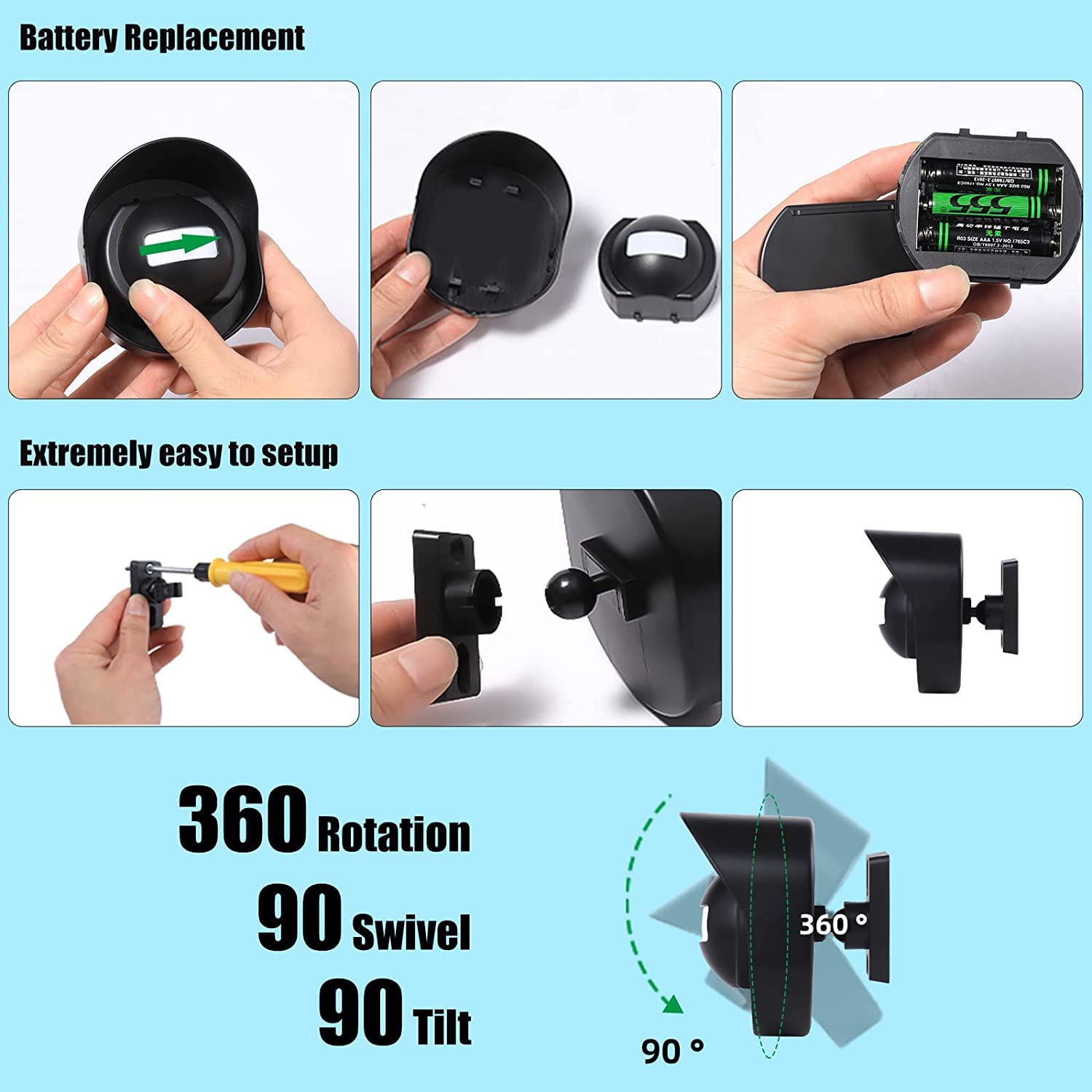 Détecteur de Mouvement Alarme, HommyFine Sirène Détecteurs de Mouvement Infrarouge-Sensor Alarme sans Fil PIR Set Détecteur de Mouvement