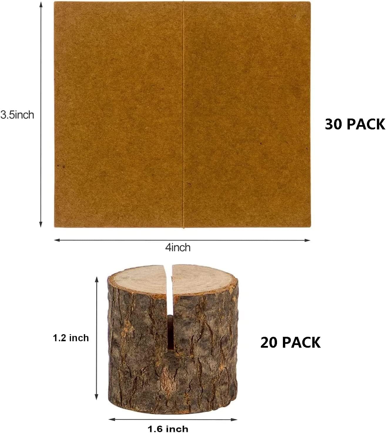 Wood Place Card Holders, 20Pcs Rustic Wooden Table Number Holders and 30Pcs Kraft Table Place Cards - Image 3
