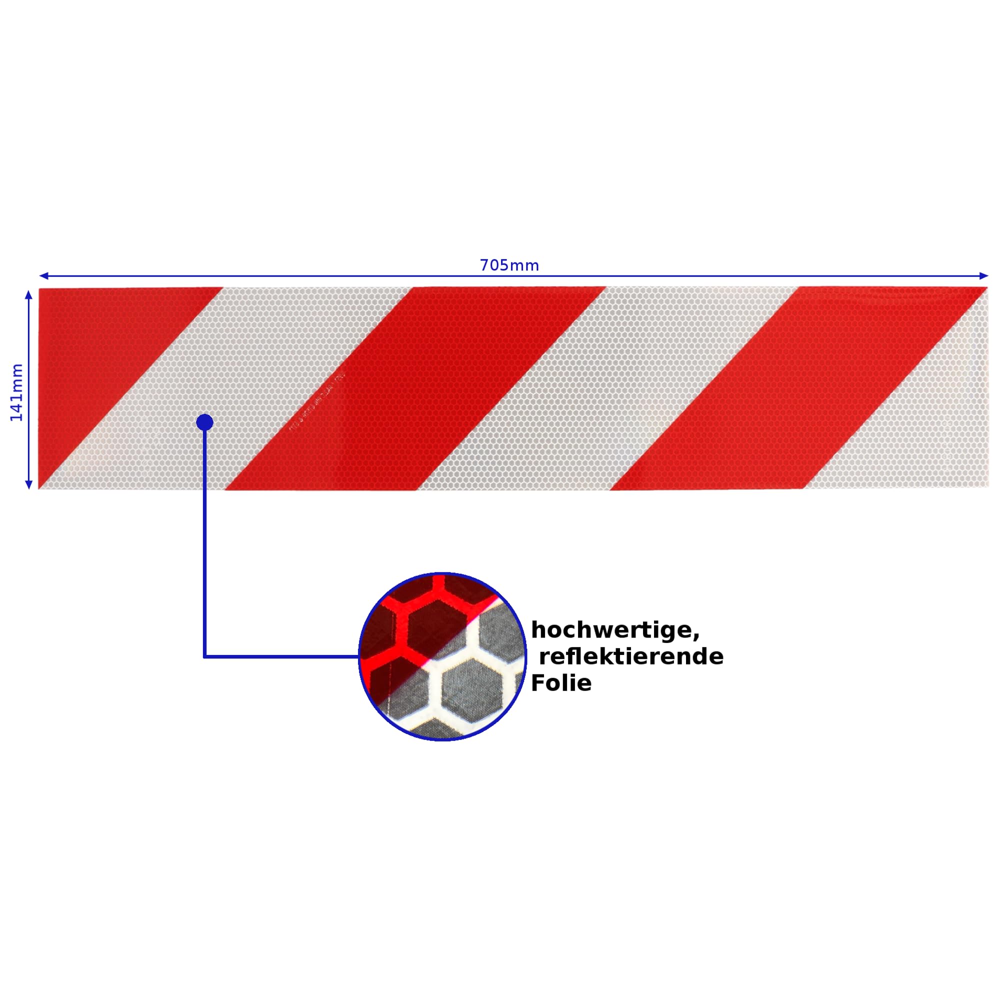 Container Warnmarkierung Set 705x141mm 8 Streifen Magnetisch Reflektorfolie abnehmbar