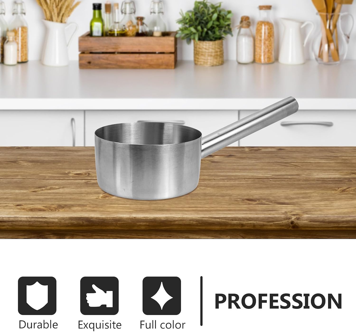 PRETYZOOM Large Stainless Steel Kitchen Water Ladle with Long Handle, Multipurpose Soup and Porridge Serving Spoon for Household Cooking and Kitchen Use
