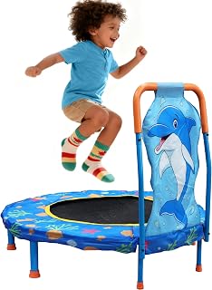 36" Toddler Trampoline with No-Gap Design, 36 inch Mini Trampolines Kids Trampolines with Handle, Small Rebounder 3FT Indoor Outdoor Trampoline for Kids
