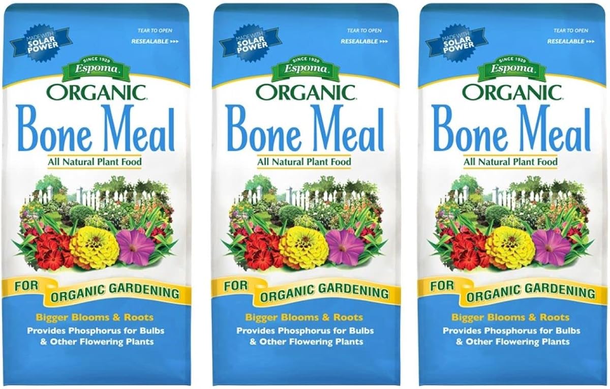 Espoma Organic Bone Meal Fertilizer 4-12-0. All-Natural Plant Food Source of Nitrogen and Phosphorus for Organic Gardening. for Bulbs & Other Flowering Plants; Pack of 3