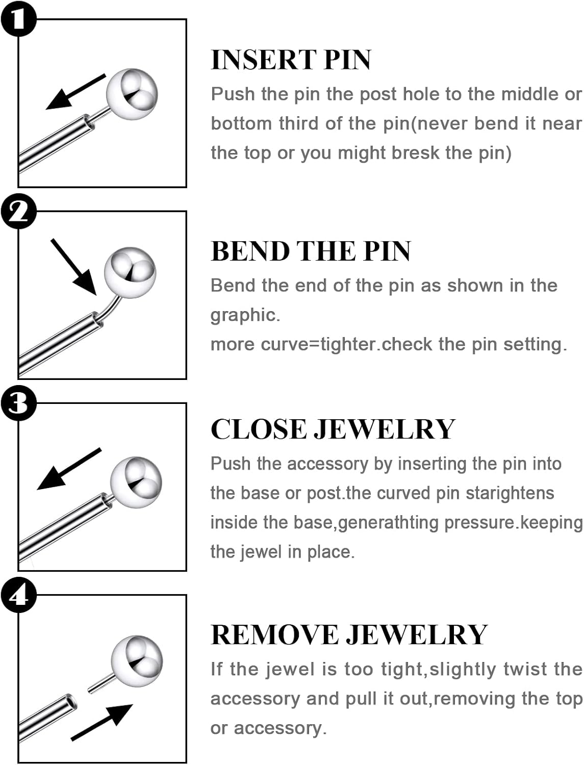 20G 18G 16G Threadless Flat Back Earrings Nose Studs 316L Surgical Steel Tragus Forward Helix Conch Cartilage Lobe Earrings Stud Medusa Labret Lip Ring Piercing Jewelry Hoops For Women Men
