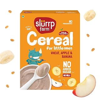 Slurrp Farm No Added Sugar Instant Wheat Apple & Banana Cereal | No Milk No Preservatives | 300g