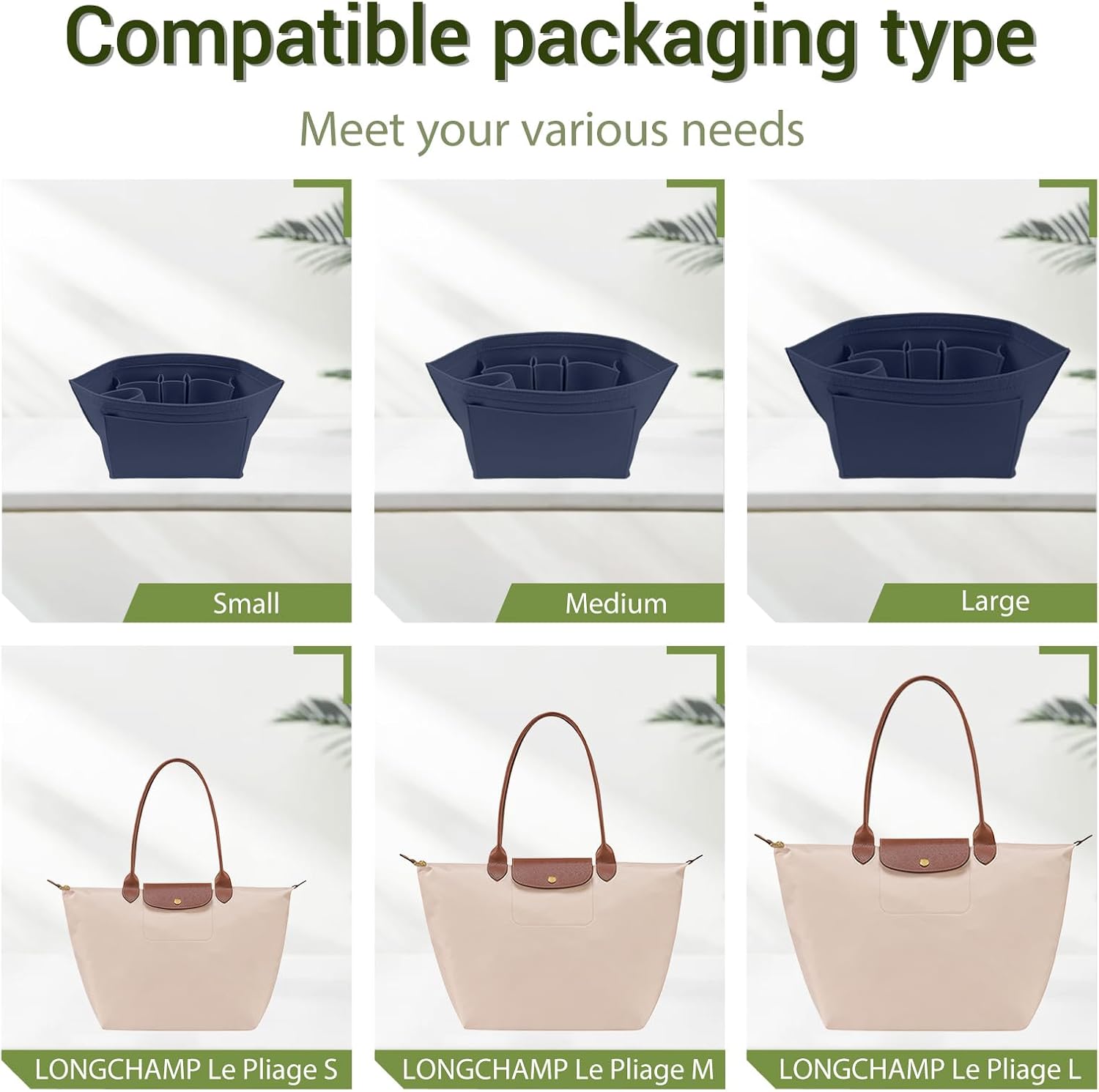 Lckaey bag organizer insert-for longchamp le pliage handbag organizer insert bag organizers small divider 026dk blue-M image 4