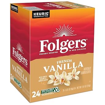 Folgers Vanilla Biscotti Flavored Coffee, K-Cup Pods for Keurig Brewers, 24 Count