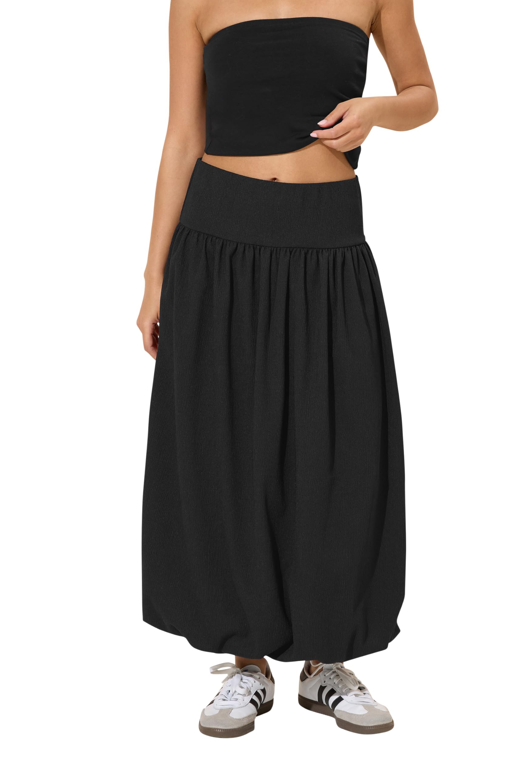 Pixiegirl Women's Black Petite Bubble Hem Maxi Skirt In | Size: 10