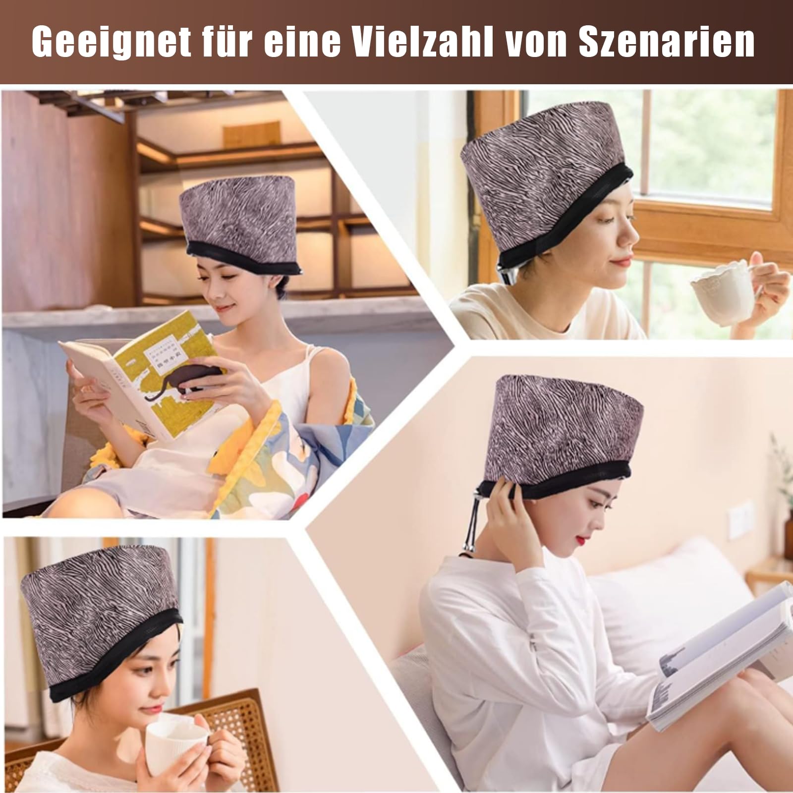 Biutee Elektrische Haarpflege Kappe für Tiefenpflegemittel, Trockenhauben für Haare, Hair Steamer, für natürliches oder beschädigtes Haar Nourishing (Rosa Streifen)