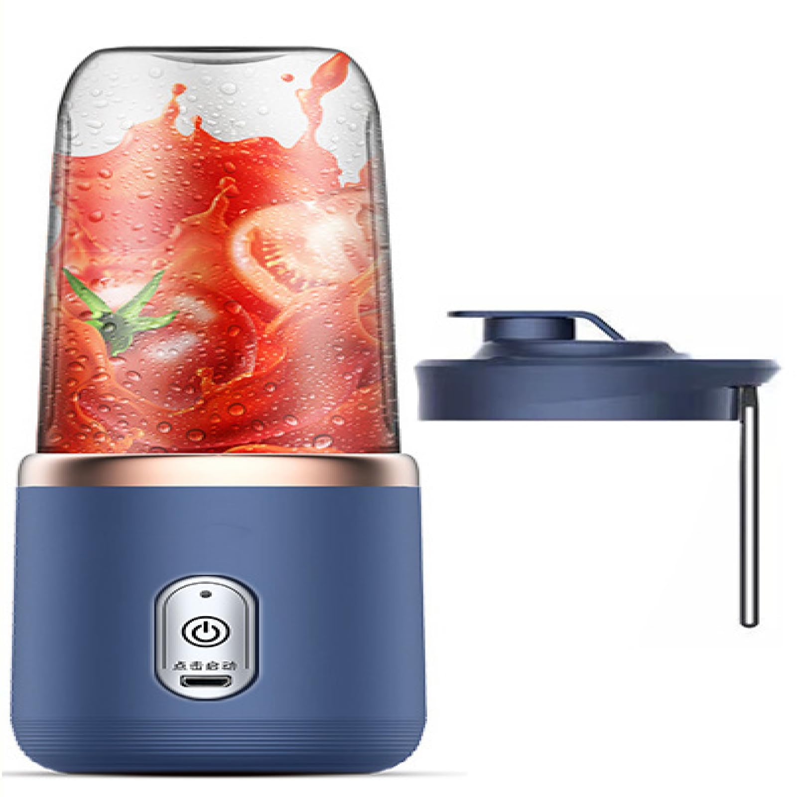 japel Juicer Portable Rechargeable Small Juice Cup Student Home Multifunctional Juice Maker Juicing Cup Blue 6 Knife Single
