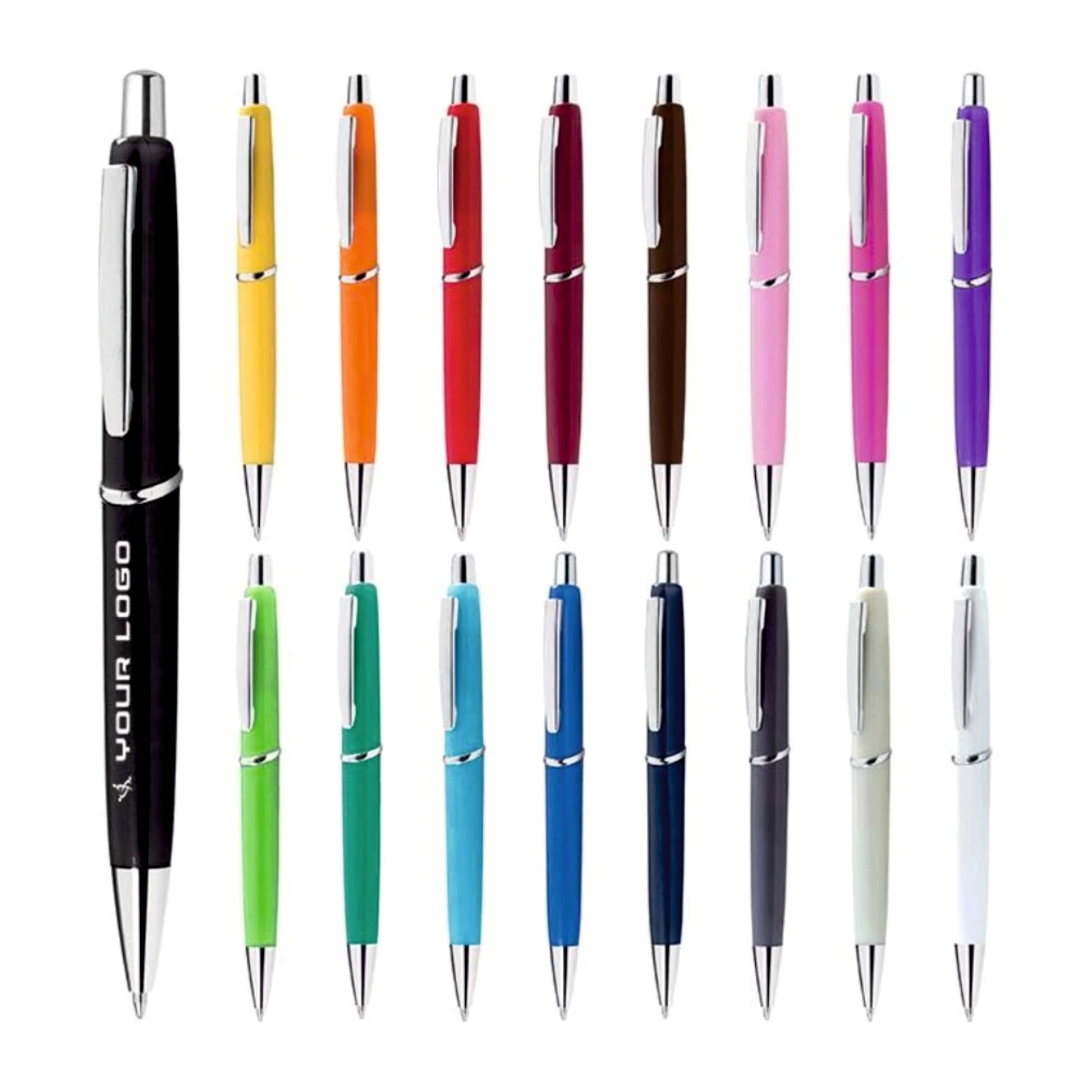 Set 200 Penne a Sfera Personalizzate a UV Led con Scritta - Confezione di Penne a Scatto Personalizzabili - Gadget Promozionali Per Ufficio, Fiere, Eventi e Meeting (200, ROSSO)
