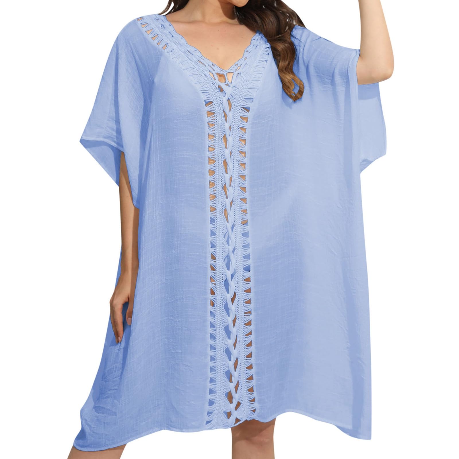 Vestido playero holgado que disimula y refresca con flores de crochet 4