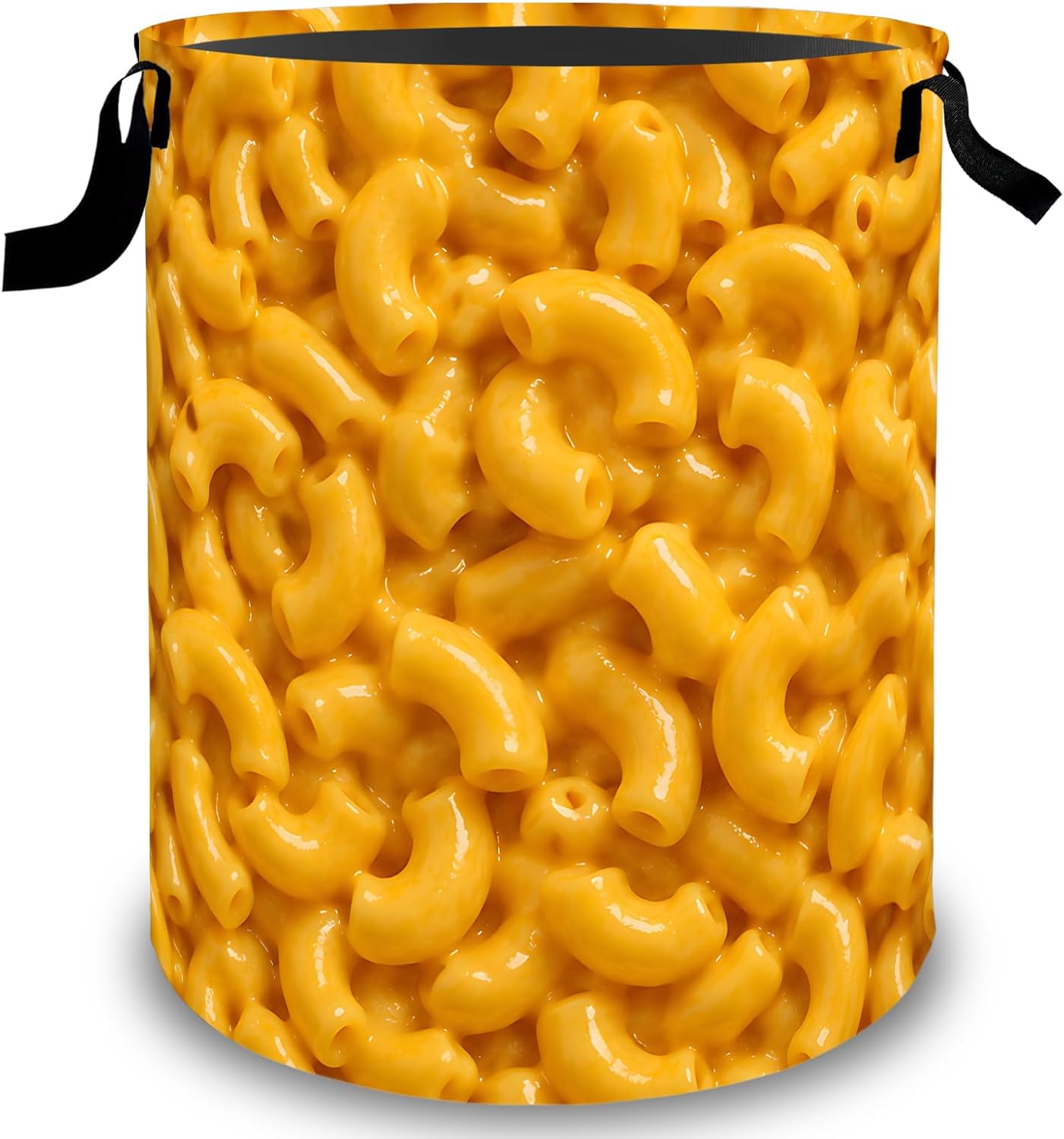 Macaroni and Cheese Basket Hamper, Organizer Bins Gifts for Women Kids, Realistic Food Foldable Waterproof Clothes Hamper Handles Storage Bucket for Bedroom Bathroom Room Decor 19.7"x15.7"