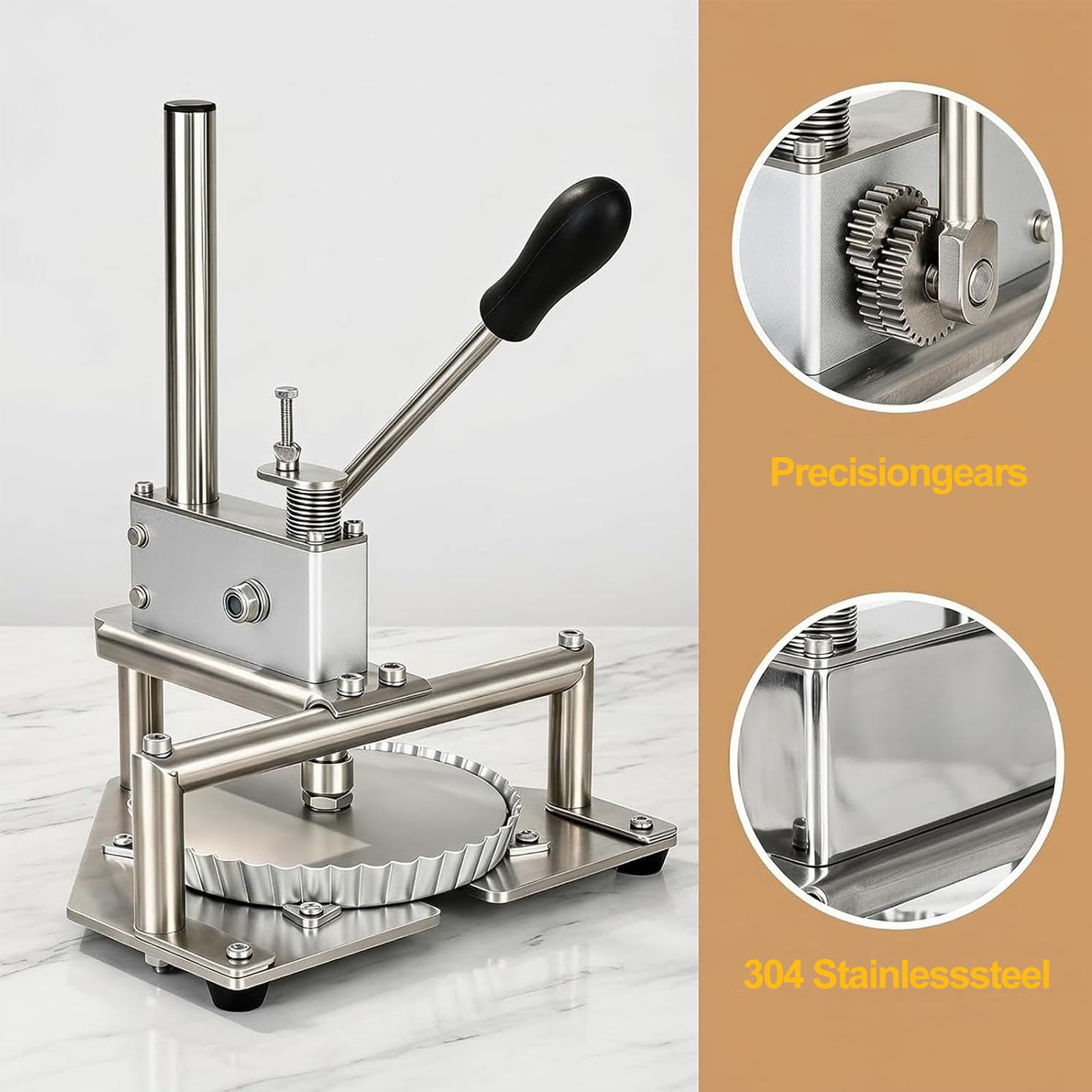 Pressa Manuale per Impasto Pizza, Pressa per Pizza in Acciaio Inox, Spessore Dellimpasto Regolabile, Ritorno Automatico, per Pizzerie, Snack Bar, Panetterie E Panifici
