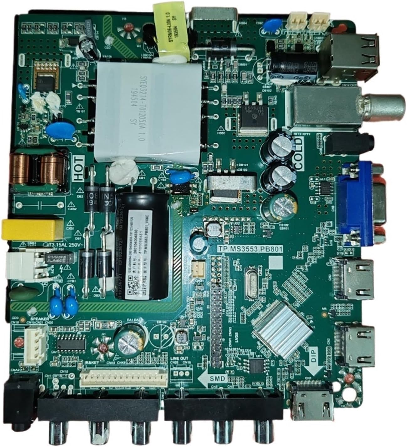 ZMYUXME TP.MS3553.PB801 LED TV Motherboard with various ports and components