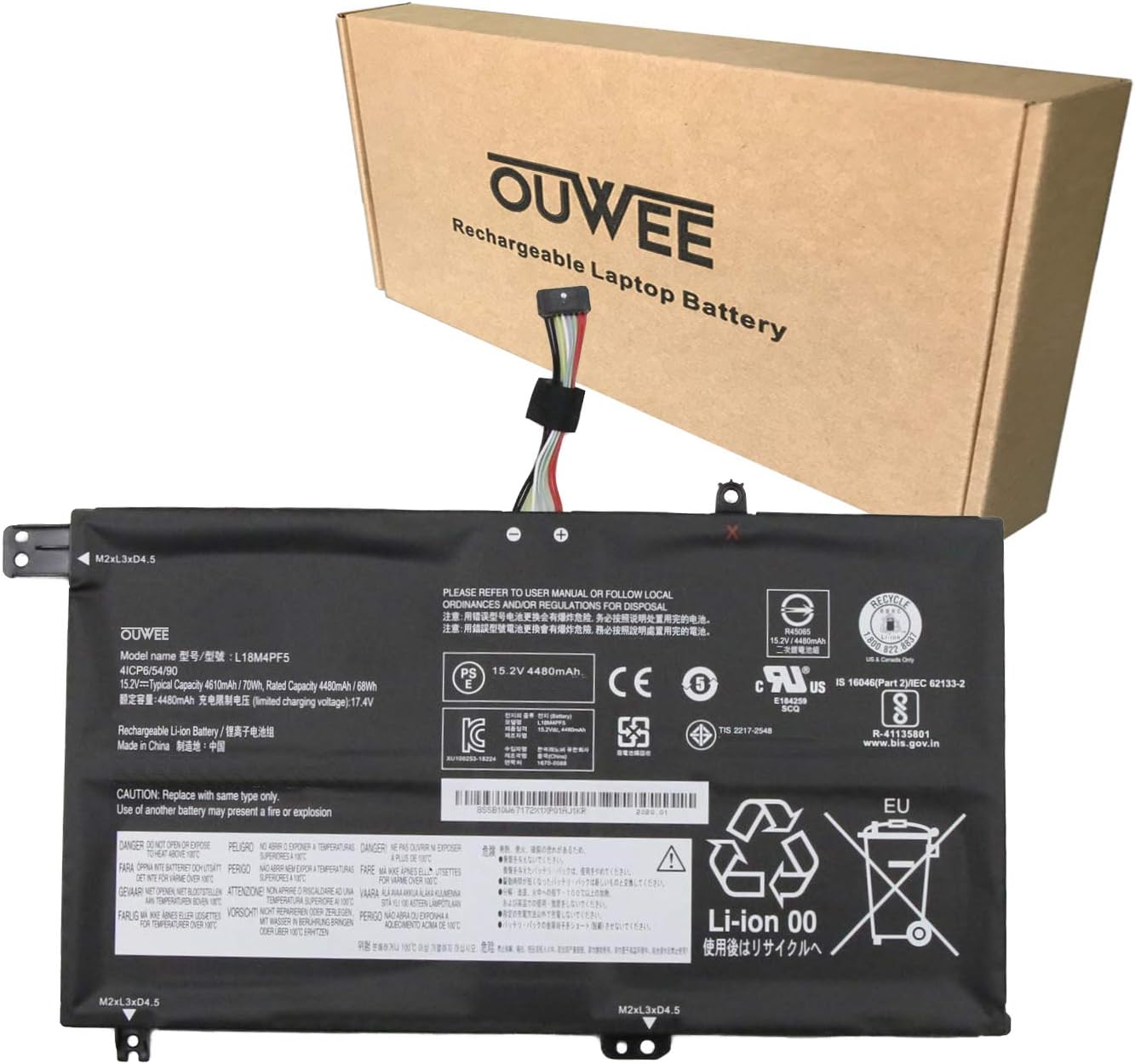 OUWEEL18M4PF5 Laptop Battery Compatible with Lenovo Ideapad S540-15IWL GTX S540-15IWL S540-15IML Series Notebook 5B10W67209 5B10T09090 L18L4PF0 5B10W67275 5B10T09088 15.2V 70Wh 4610mAh
