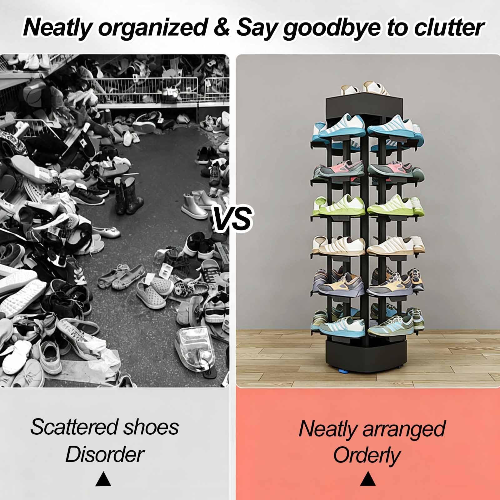 Drehbarer Schuhständer–Präsentationsständer für Sneaker und Basketballschuhe (ideal für Boutiquen)–Vertikales Drehregal für Schuhe und Handtaschen (geeignet für Kleiderschrank; 6 Ebenen(White)