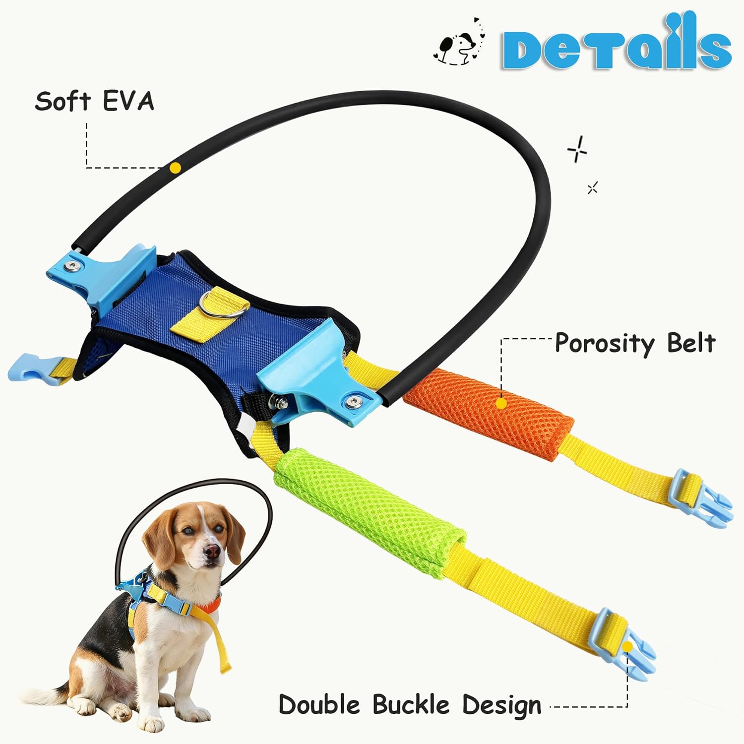 Blind Dog Harness with Halo,Adjustable Guide & Confidence Building Vest, Anti-Collision Safety Device,Protective Collar for Confidence and Safety (10-14In)