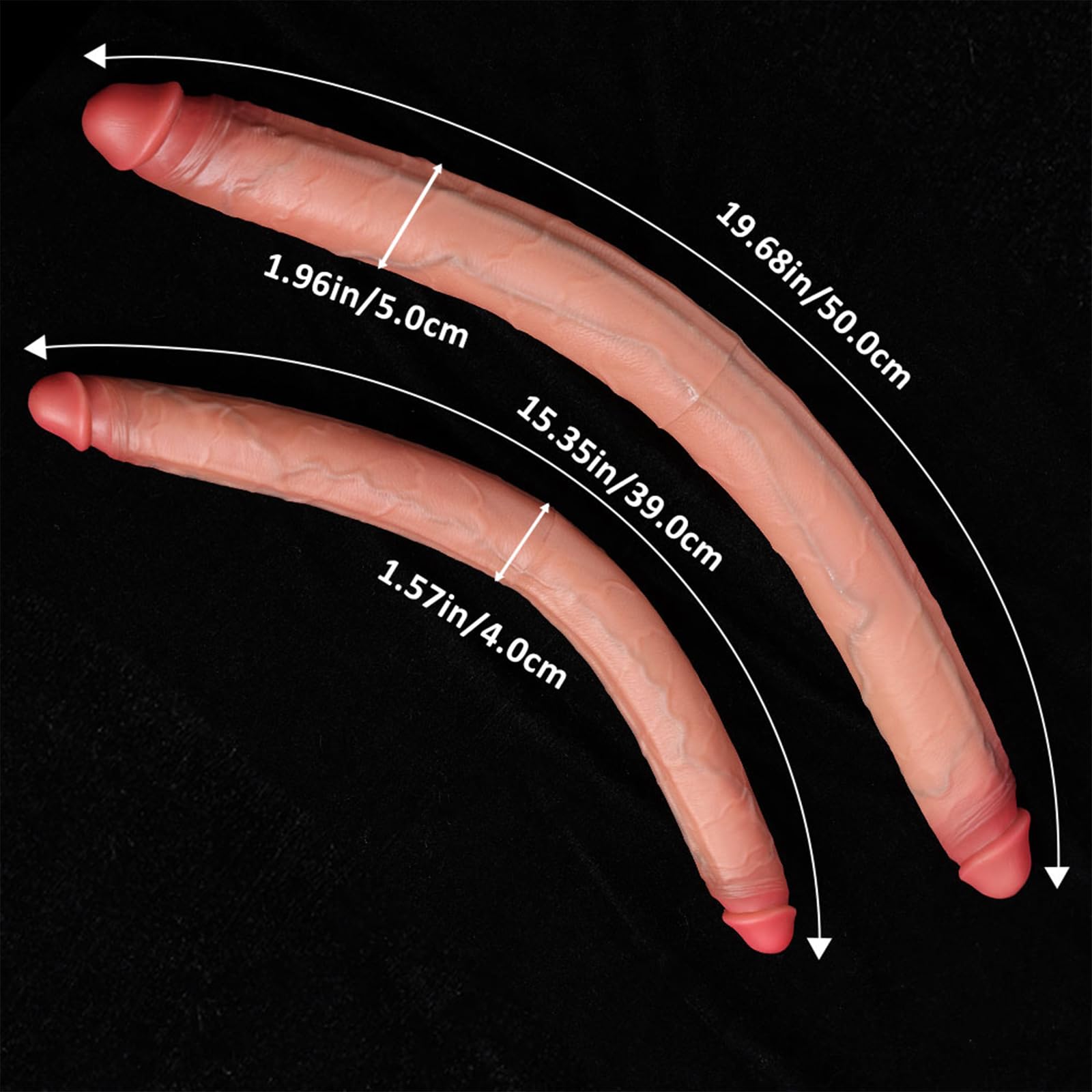 AMAZBEE Dildo a doppia testa Dildo realistico in silicone flessibile per coppie Giocattolo per adulti a forma di pene a doppia estremità per donne uomini uso lesbico (M,1)