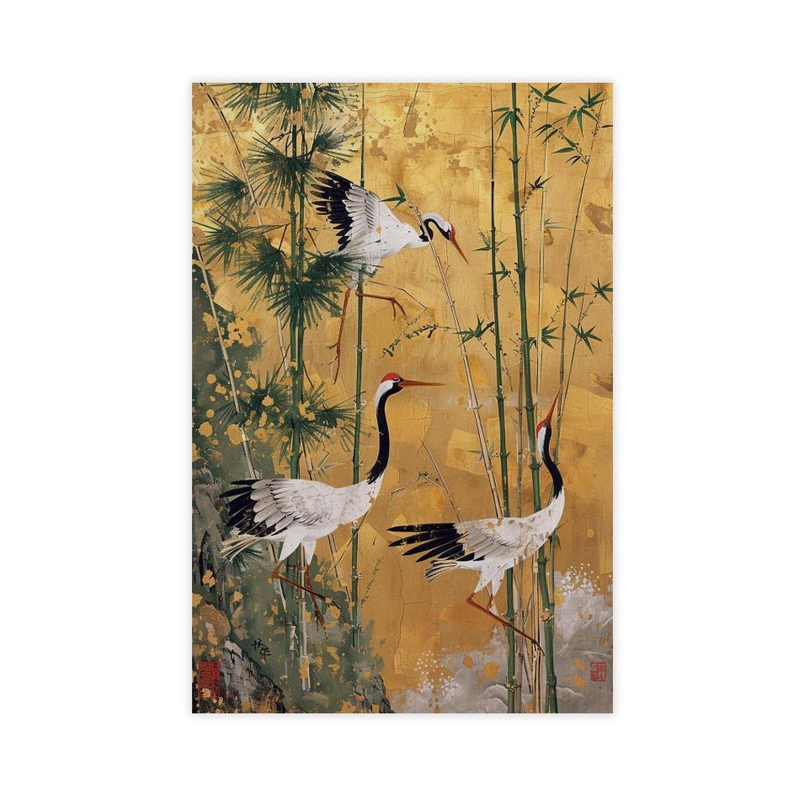 Bareronor Japanese Crane Canvas Poster Bedroom Decor Landscape Office Room Decor Gift 24" L X 36" W