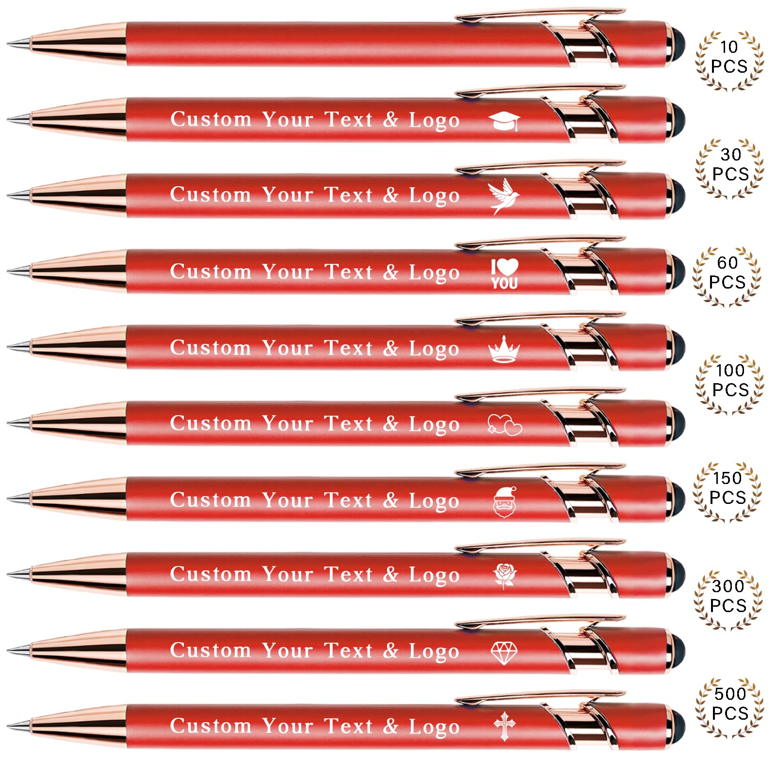 Sparklove Personalized Pens Bulk, Custom Pens with Name/Logo, Customized Black Ink Ballpoint Gifts, Engraved Pen with Stylus, Ideal for Business, Wedding, Birthday, Women, Men Office Metal Pen