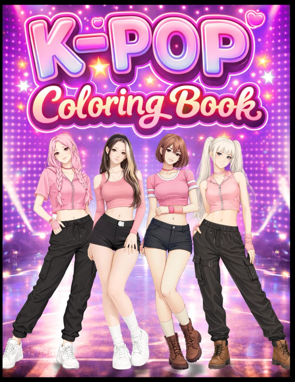 K-Pop Coloring Book for All Ages – Stage Scenes, Cute Manga, Chibi and Kawaii Idols Fashion, Jumbo 50 Pages, Perfect Gift for K-Pop Fans