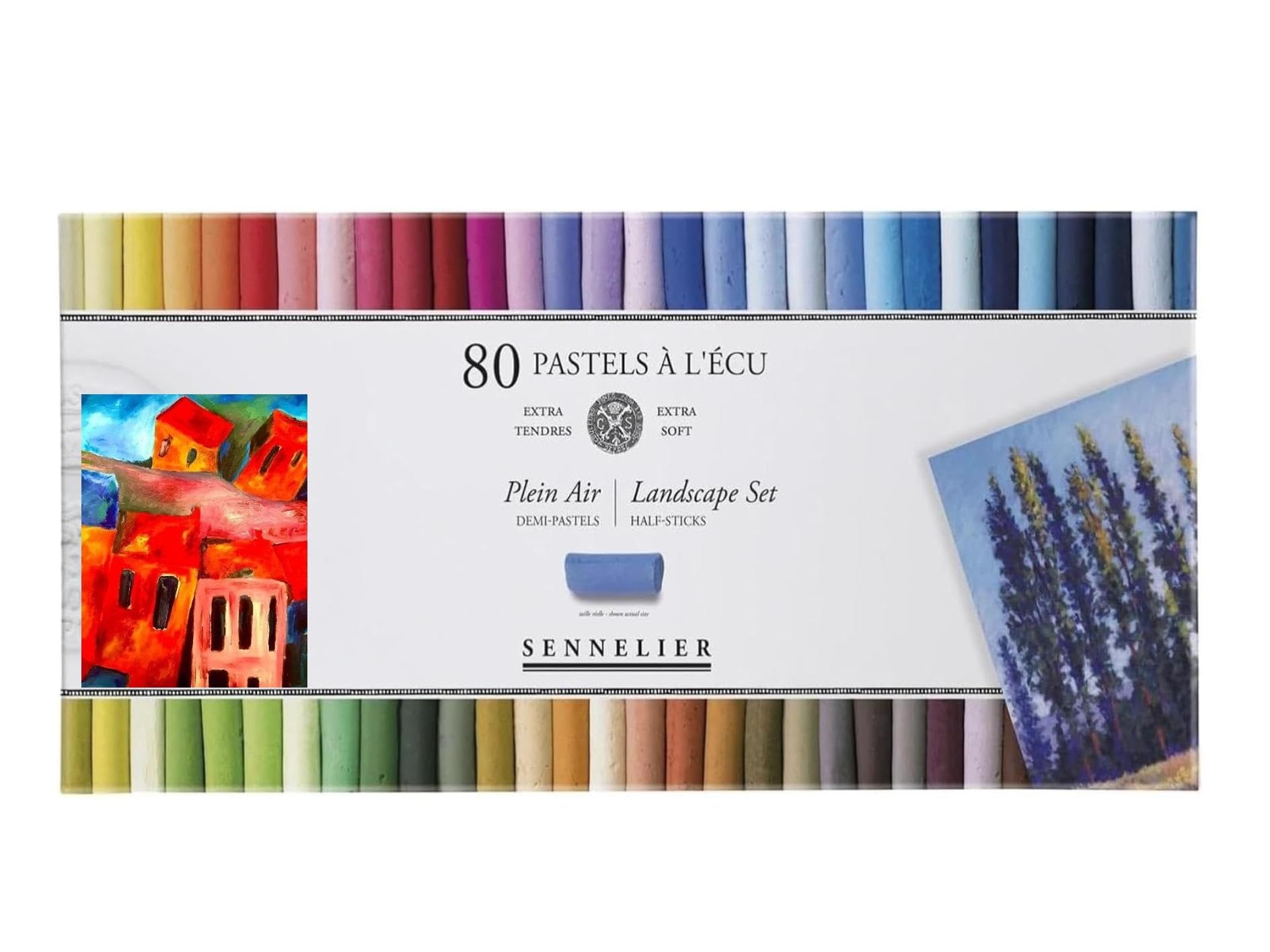 Sennelier 80 demi pastels secs pastels tendres à l'écu,OPENLUCHT et 1 Cartes Postales
