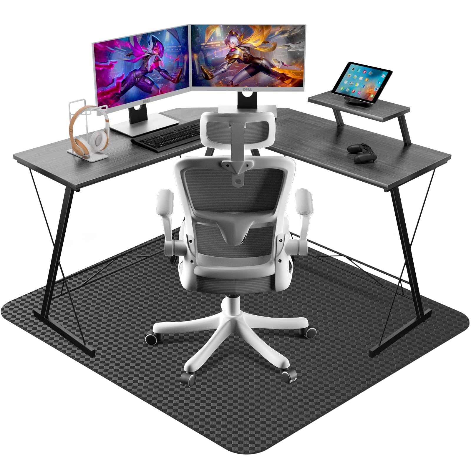 Office Chair Mat for Hardwood Floor: 63 x 51 inches Black Computer Chair Mat Easy Clean Easy Glide Anti-Slip No Curling - Hard Floors Desk Chair Mats for Home and Office