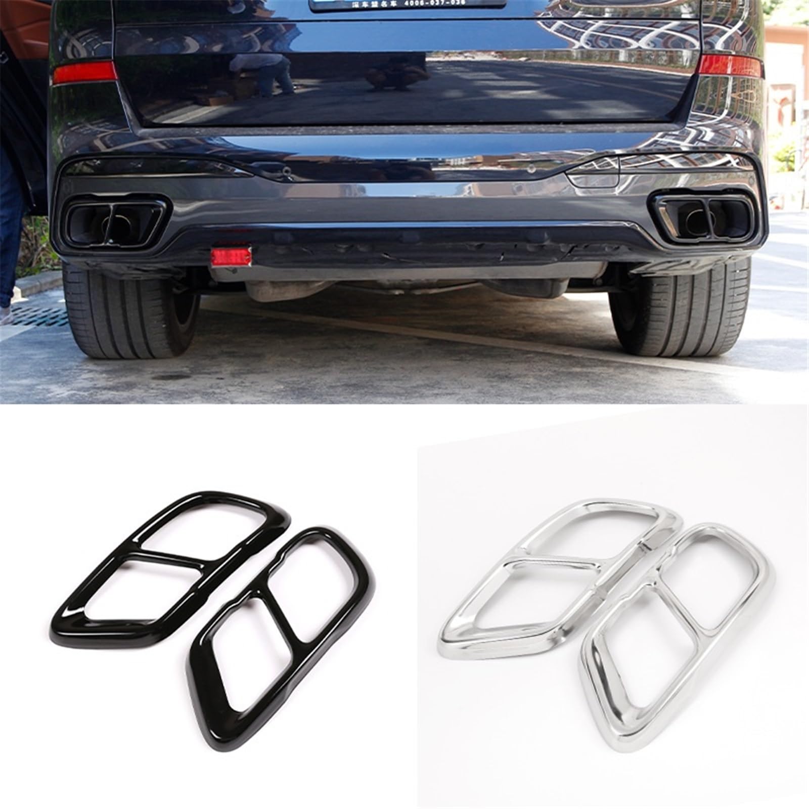 Silenciador de escape for coche, cubierta de tubo de escape, puntas de garganta, compatible con BMW X5, G05, X6, G06, X7, G07 (2019-2025), accesorios de decoración for automóviles.(Silver)