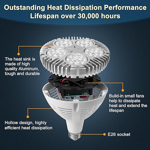 Miniatura 3 de Aolyty Bombilla LED PAR38 de 45 W (equivalente a 85 W), color blanco, 6000 K, 3500 lm, base E26, ángulo de haz de 35 grados, foco de pista con