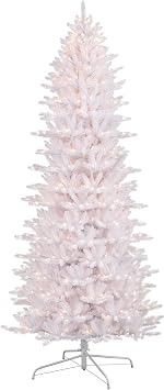 Puleo International 9 Foot Pre-Lit Slim White Fraser Fir Artificial Christmas Tree with 800 Clear Lights