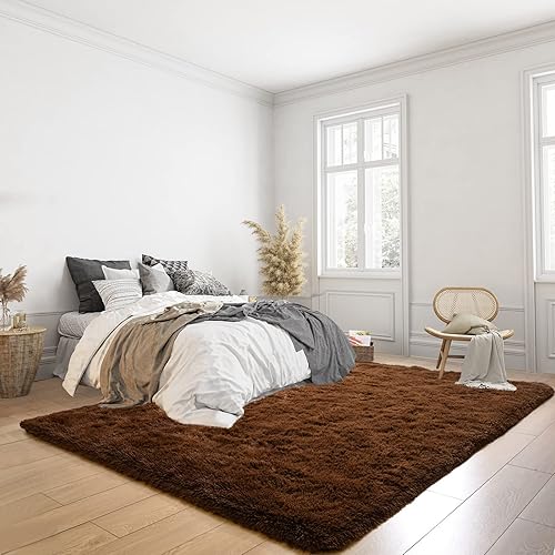 Miniatura 21 de Kelarea Alfombra de área para sala de estar, 3 x 5, antideslizante, color azul turquesa, esponjosa, suave, alfombra de felpa peluda para dormitorio