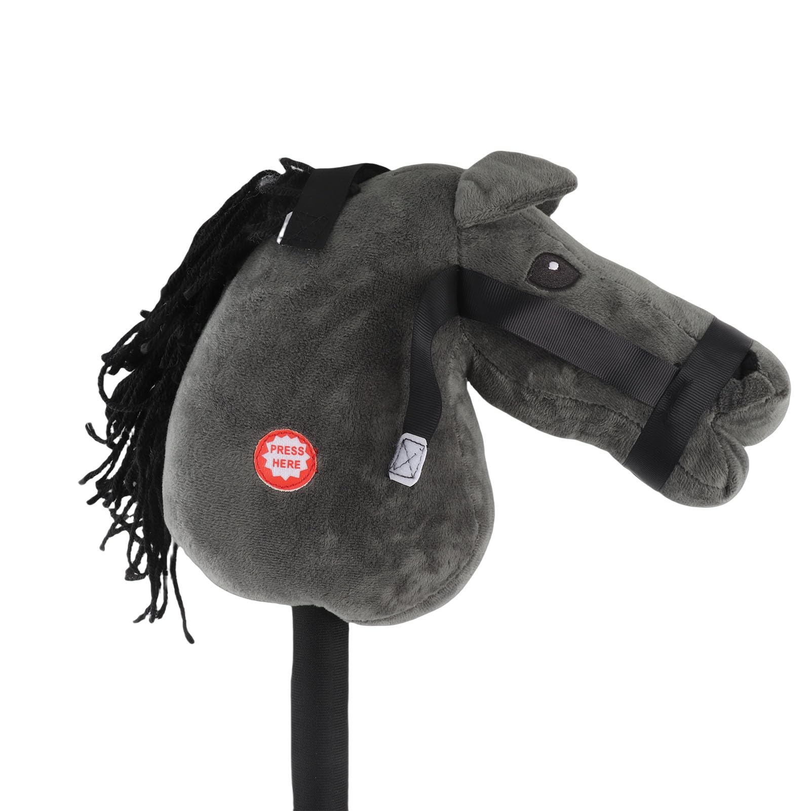 Giocattolo con Bastoncino per Cavallo Testa di Cavallo Morbida in Peluche con Funzione Sonora per Bambini Regalo di Gioco Interattivo da 70 Cm (Nera)