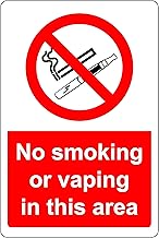 No smoking or vaping in this area Safety sign - 1.2mm Rigid plastic 300mm x 200mm