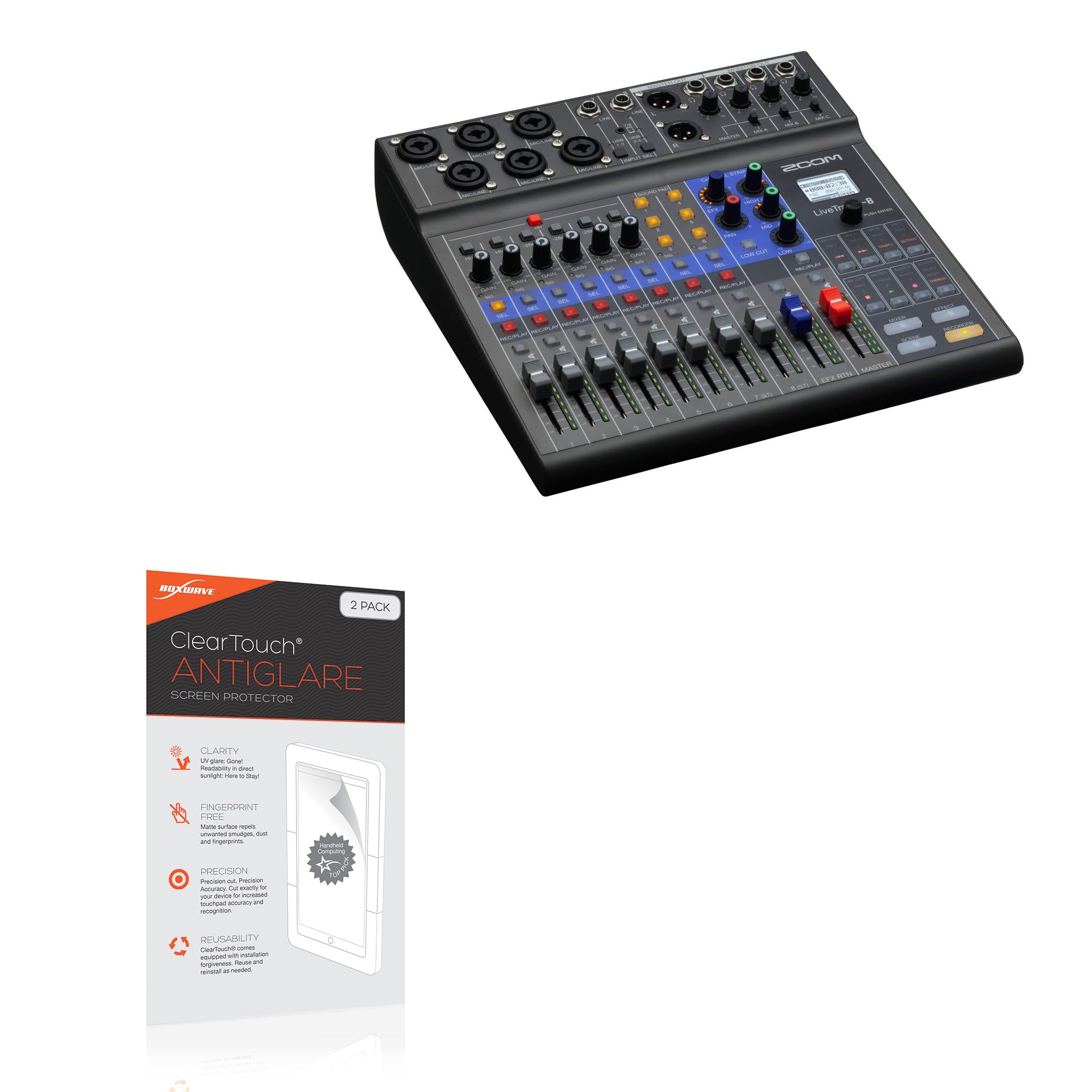 BoxWave Screen Protector Compatible with Zoom LiveTrak L-8 - ClearTouch Anti-Glare (2-Pack), Anti-Fingerprint Matte Film Skin