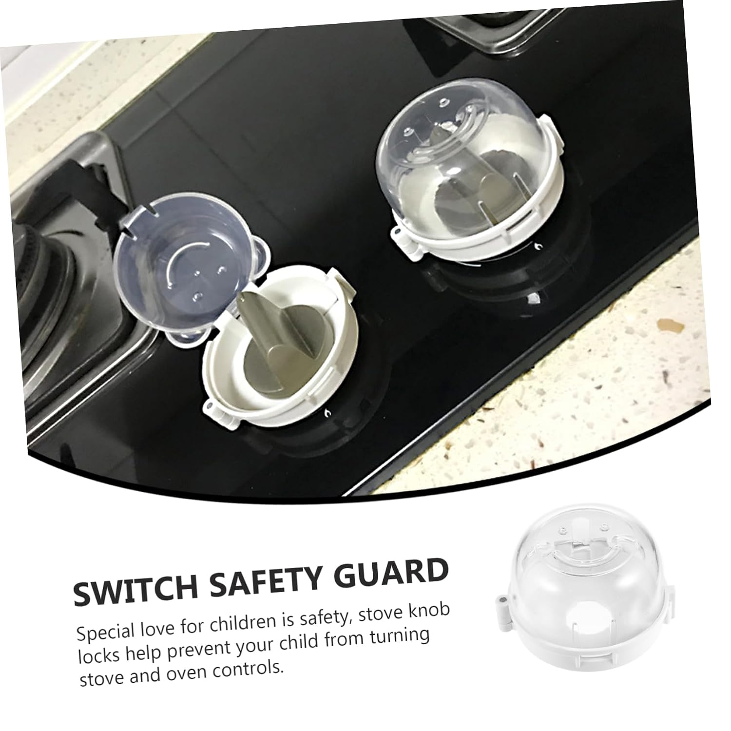 ORFOFE 5pcs Gas Cooker Safety Guard Kitchen Knob Cover Material Prevents Boy Girl from Accessing Stove Knobs Transparent Design for Temperature Visibility