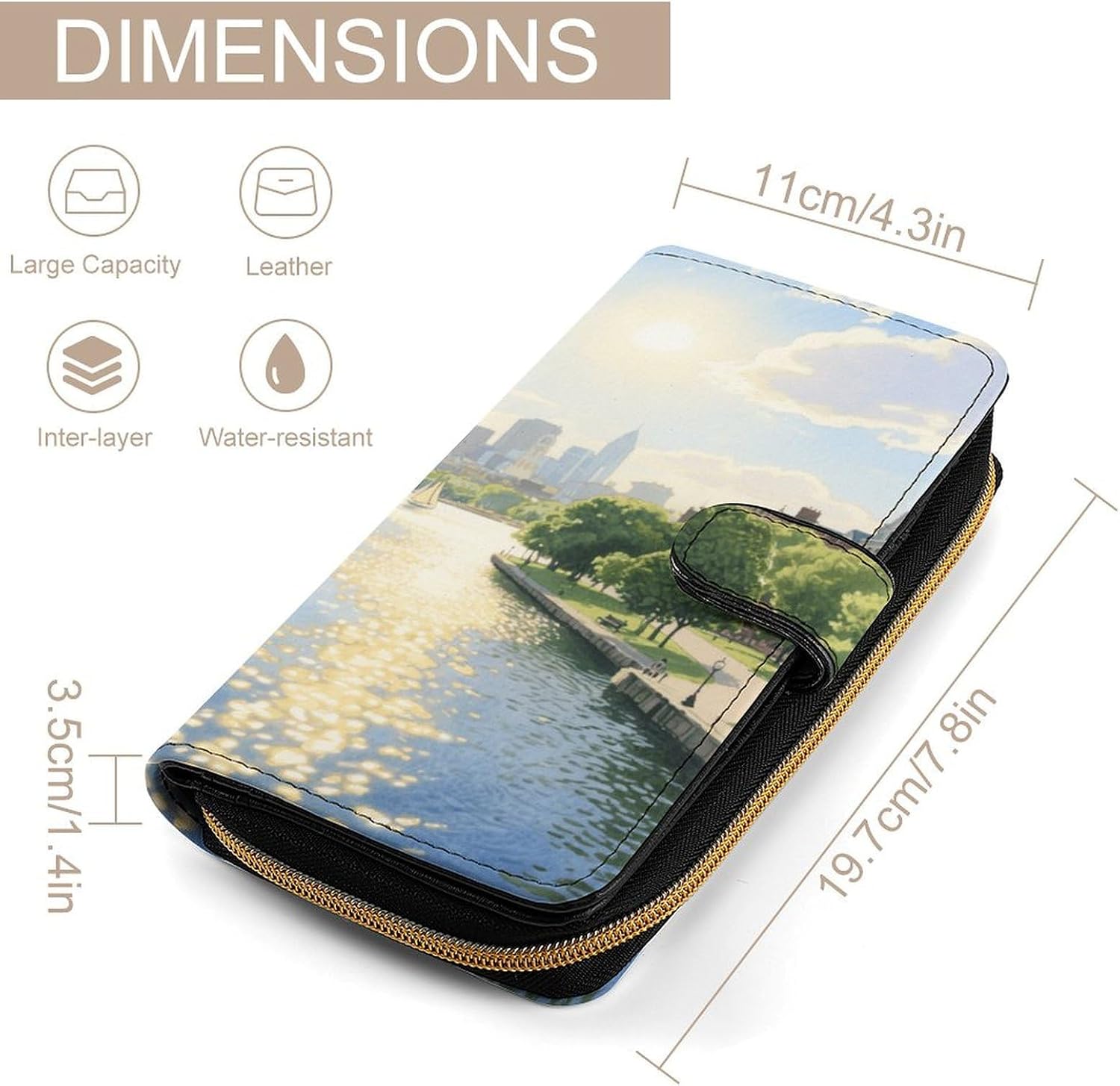 Charles River Wallet,PU Leather Material, Small Wallet,Bifold with Zipper, Travel Wallet,Compact And Portable for Men And Women 7.8 * 4.3 * 1.4 Inches
