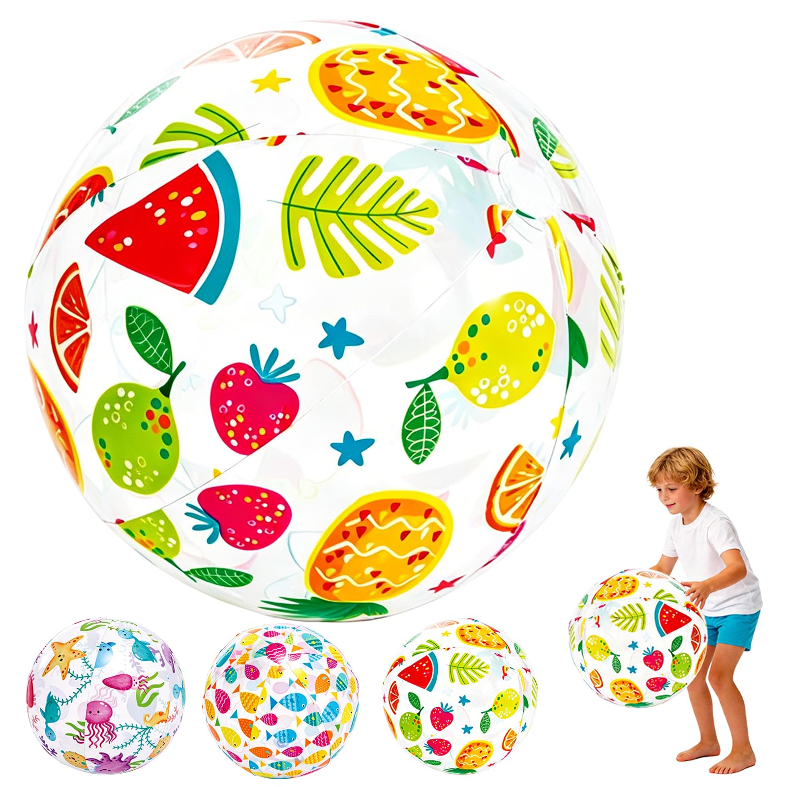 POPOYU 20.1 Inch Inflatable Beach Ball,Giant Inflatable Balls,Swimming Pool Balls,Transparent BeachBalls Large for Swimming Pool Party,Pool Ball for Summer Beach Water Games Pool Party Supplies